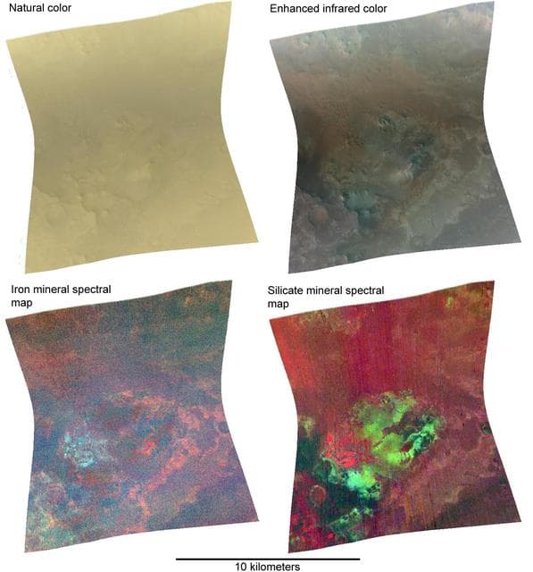NASA image: Nili Fossae in Natural Color and Across the Spectrum