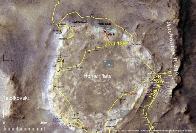 NASA image: Spirit Nears North-Tilting Site for Winter Haven