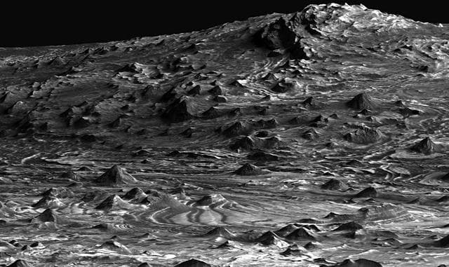 NASA image: Low-flying View of Terrain in Candor Chasma