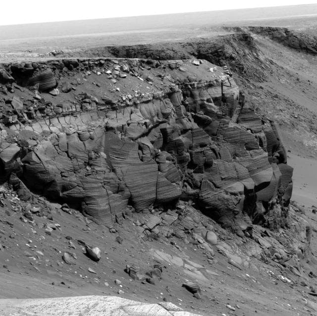 NASA image: Details of Layers in Victoria Crater Cape St. Vincent