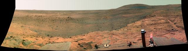 NASA image: Spirit West Valley Panorama False Color