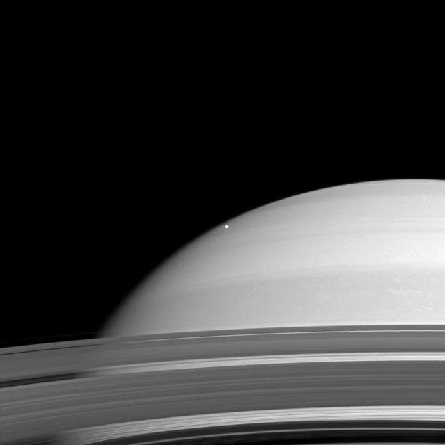 NASA image: Saturn and Mimas