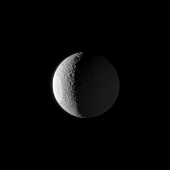 NASA image: Not-So-Dark Side of Tethys