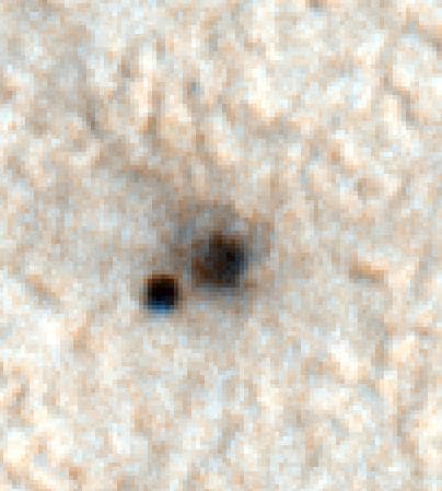 NASA image: Color Image of Phoenix Heat Shield and Bounce Mark