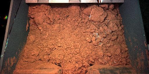 NASA image: Martian Soil Inside Phoenix Robotic Arm Scoop