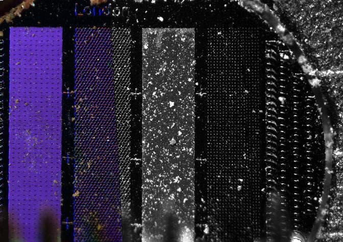 NASA image: Microscopic View of Soil on a Micromachined Silicone Substrate