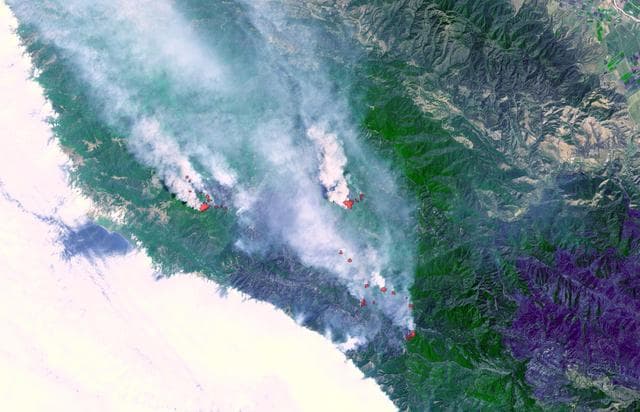 NASA image: Fires Burning near Big Sur, California