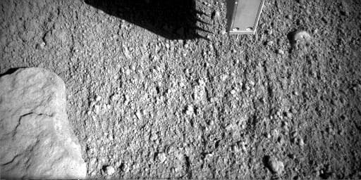 NASA image: Phoenix Conductivity Probe Inserted in Martian Soil