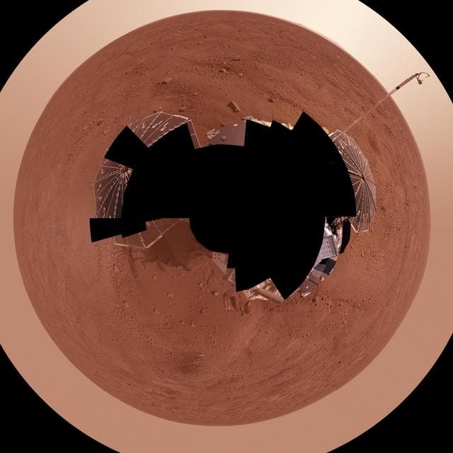 NASA image: Full-Circle Color Panorama of Phoenix Landing Site on Northern Mars, Polar Projection