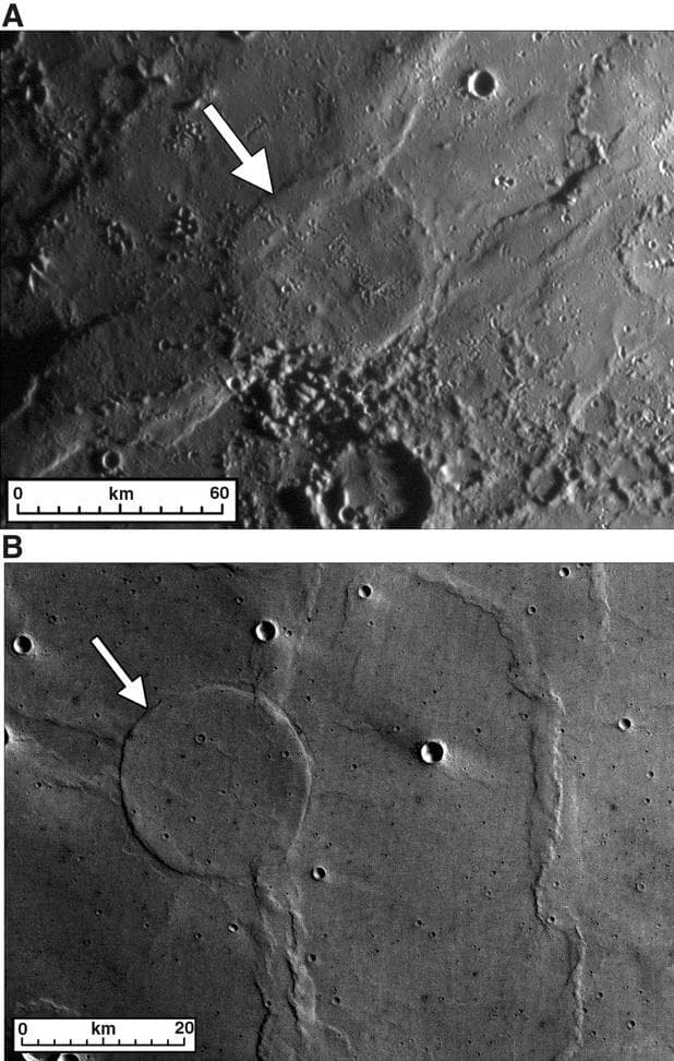 NASA image: Wrinkle-Ridge Rings on Mercury and Mars