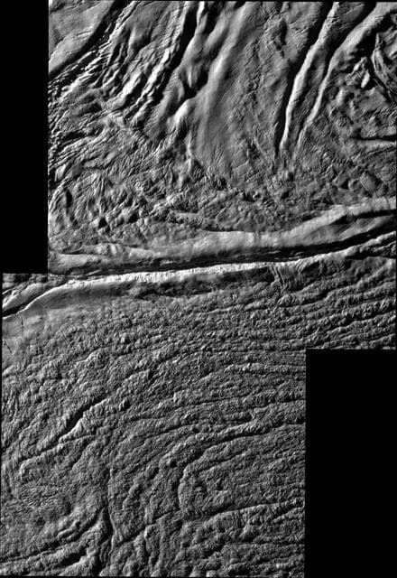 NASA image: Damascus Sulcus on Enceladus