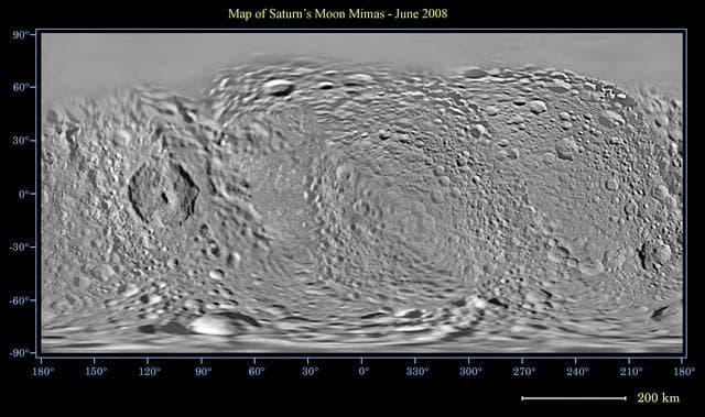 NASA image: Map of Mimas - June 2008
