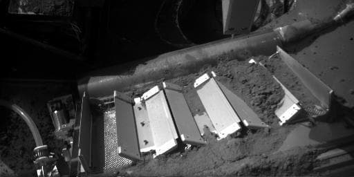 NASA image: Soil on Phoenix TEGA