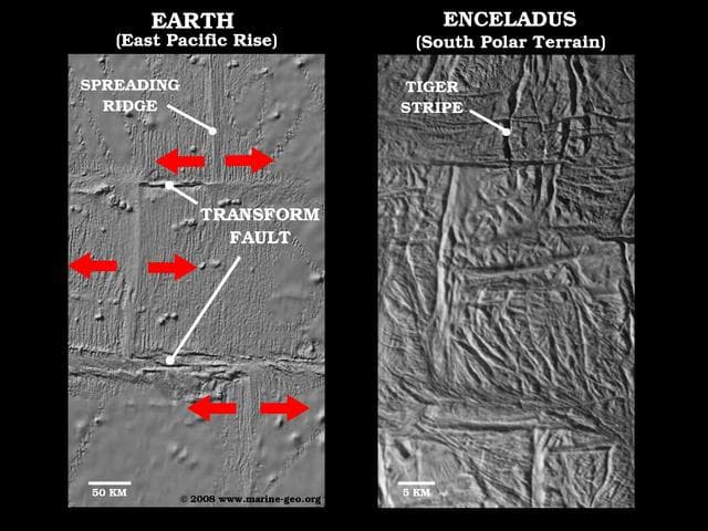 NASA image: Spreading Ridge Transforms On Enceladus