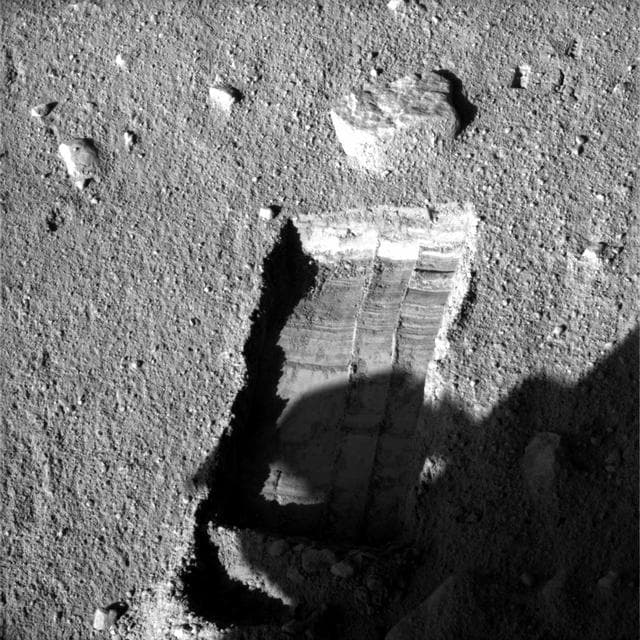 NASA image: Preparation for Moving a Rock on Mars