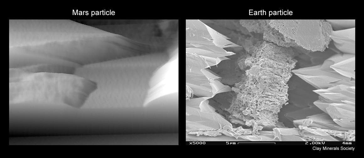 NASA image: Mars Particle and Terrestrial Soil, Compared Microscopically