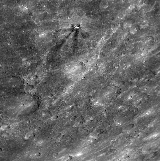 NASA image: Dark Rays on Mercury