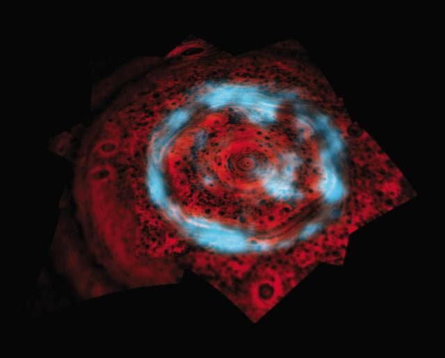 NASA image: Saturn Polar Aurora