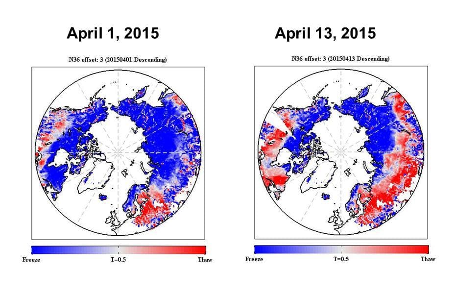 NASA image: NASA SMAP Images Show Progression of Spring Thaw in Northern Hemisphere