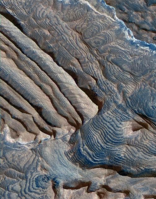 NASA image: Periodic Layering in Becquerel Crater, Mars