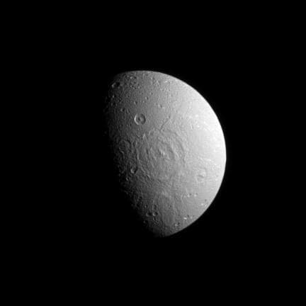 NASA image: Dione Pockmarked Side