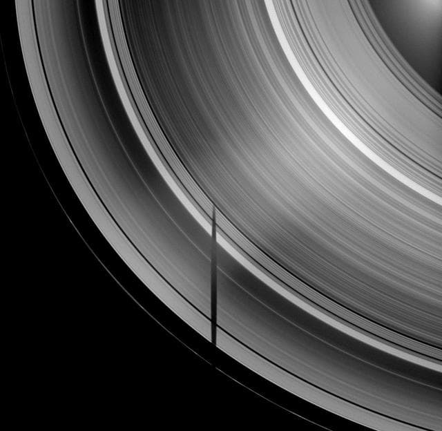 NASA image: Tethys Truncated Shadow