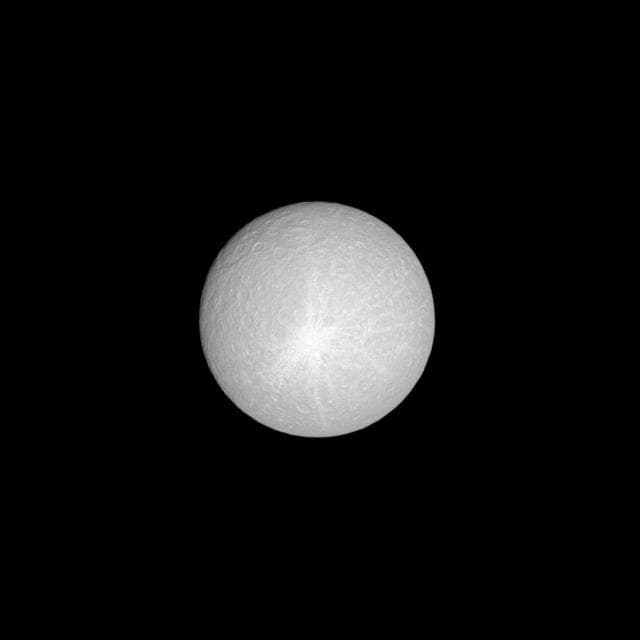 NASA image: Sun-bleached Rhea