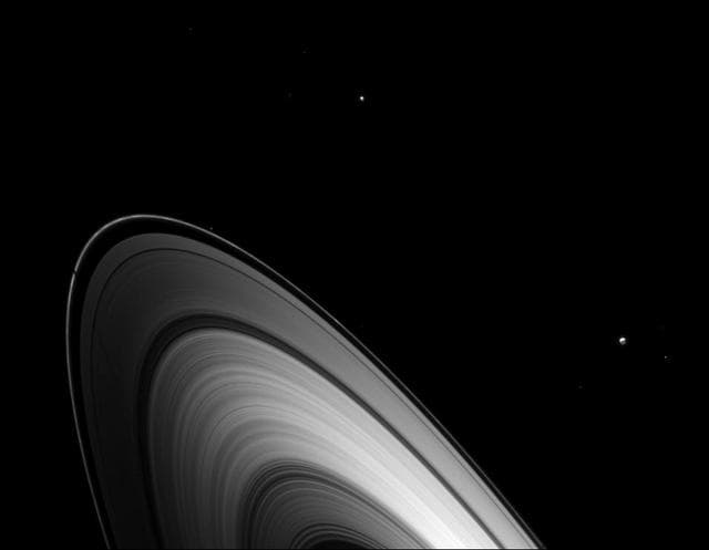NASA image: Dione Ring Shadow Premiere