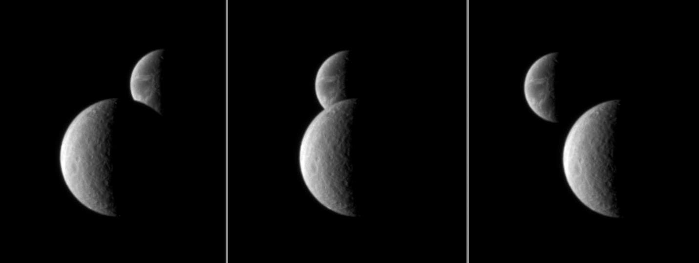 NASA image: Dione Beyond Rhea