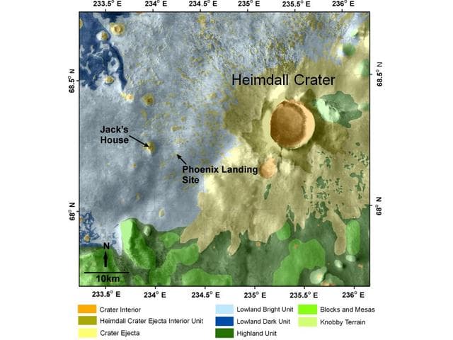 NASA image: Geomorphic Map of Region Around Phoenix Mars Lander