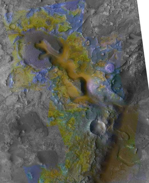NASA image: Context of Carbonate Rocks in Heavily Eroded Martian Terrain
