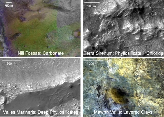 NASA image: Four Types of Deposits From Wet Conditions on Early Mars