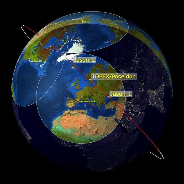 NASA image: Altimeter Family Portrait: Topex/Poseidon, Jason-1 and OSTM/Jason-2