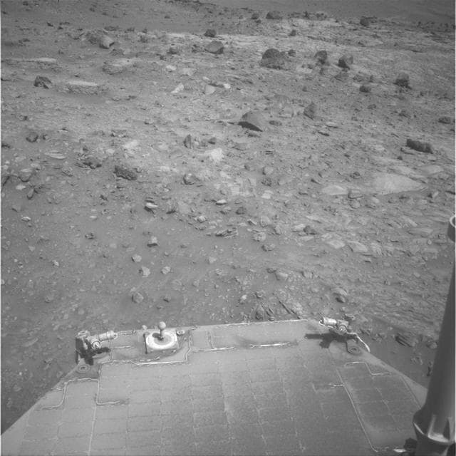 NASA image: Spirit Solar Panel on Sol 1813, Still Very Dusty