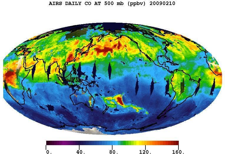 NASA image: Carbon Monoxide from the Australian Fires of Feb 2009 as seen by AIRS