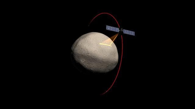 Dawn Spacecraft Gathering Spectral Data from Vesta Artist Concept