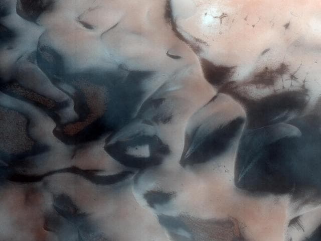 NASA image: Polygons, Crater Layers, and Defrosting Dunes