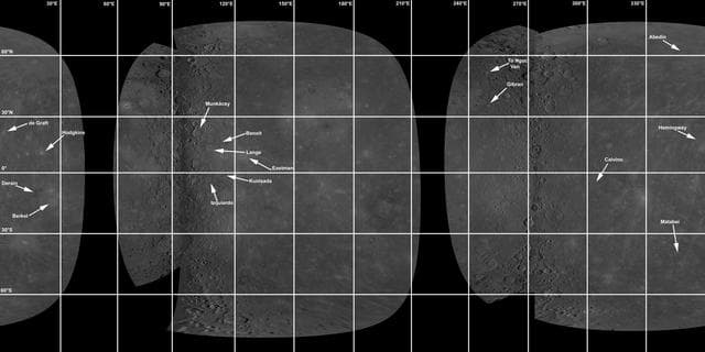 NASA image: Locations of Mercury Newly Named Craters
