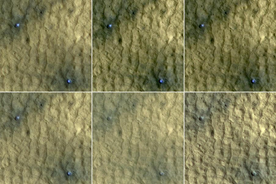 NASA image: Ice in Pair of Fresh Craters on Mars Fades with Time