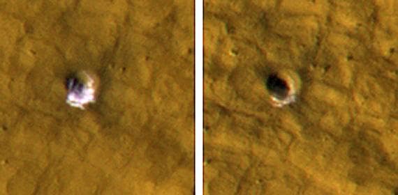 NASA image: Underground Ice on Mars Exposed by Impact Cratering