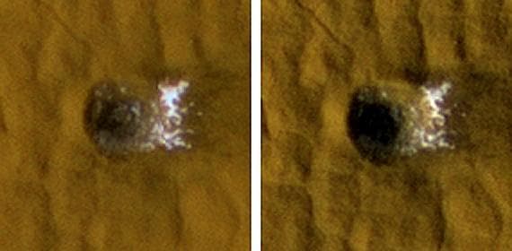 NASA image: Twelve-Meter-Wide Crater Excavates Ice on Mars