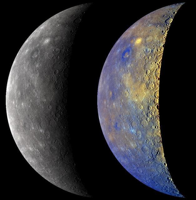 NASA image: Mercury in True and Enhanced Color