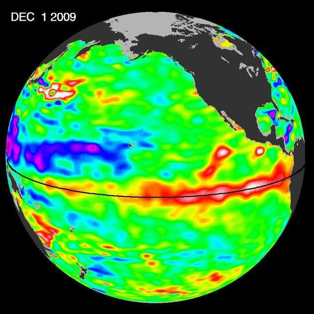 NASA image: El Niño Surges; Warm Kelvin Wave Headed for South America
