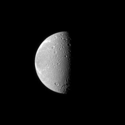 NASA image: Scarred Dione