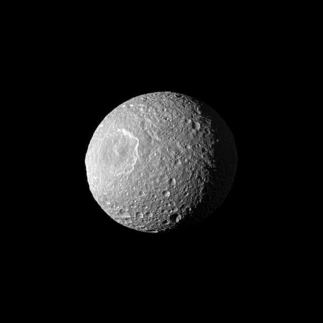 NASA image: Mimas Three-Quarter Portrait
