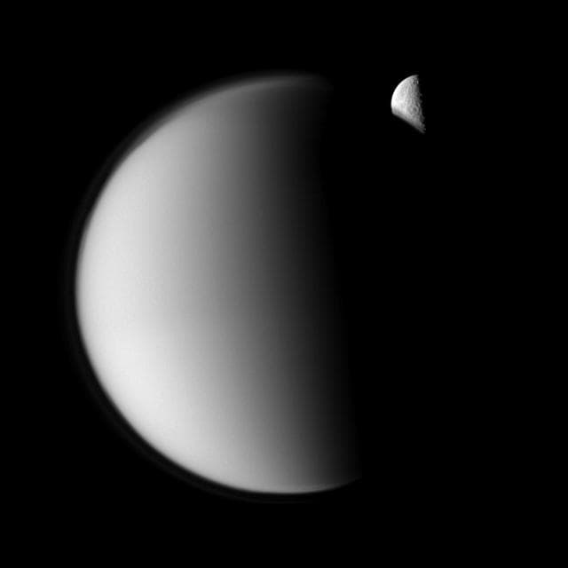 NASA image: Hiding Rhea