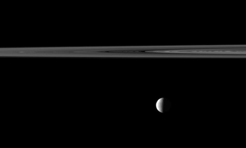 NASA image: Rings and Quarter Tethys