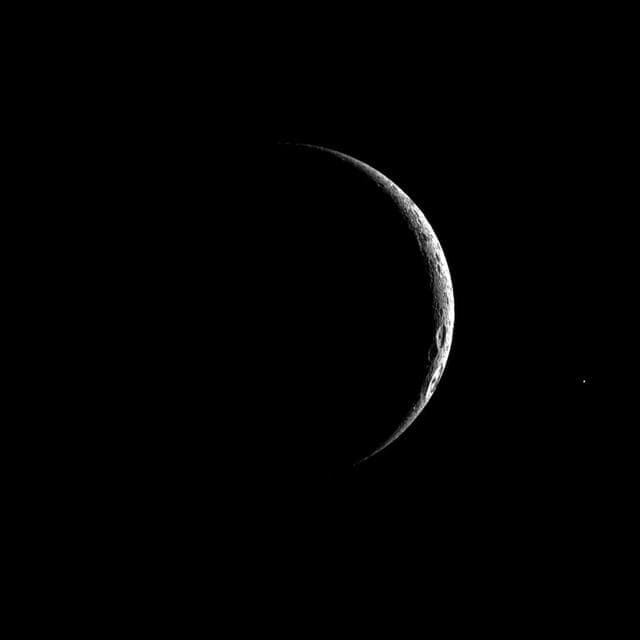 NASA image: Crescent Dione