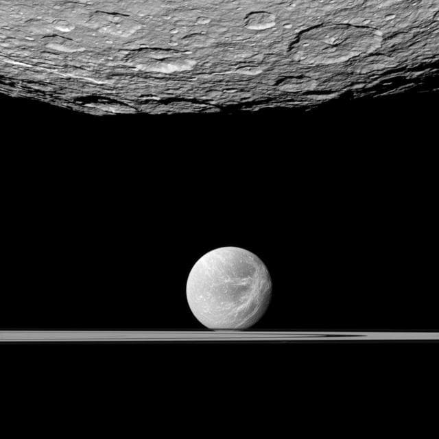 NASA image: Beyond Southern Rhea