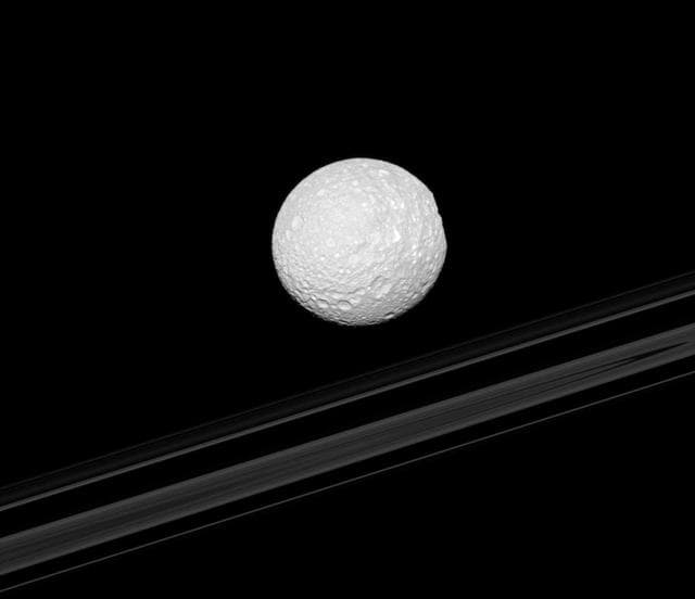 NASA image: Mimas Flat Spot